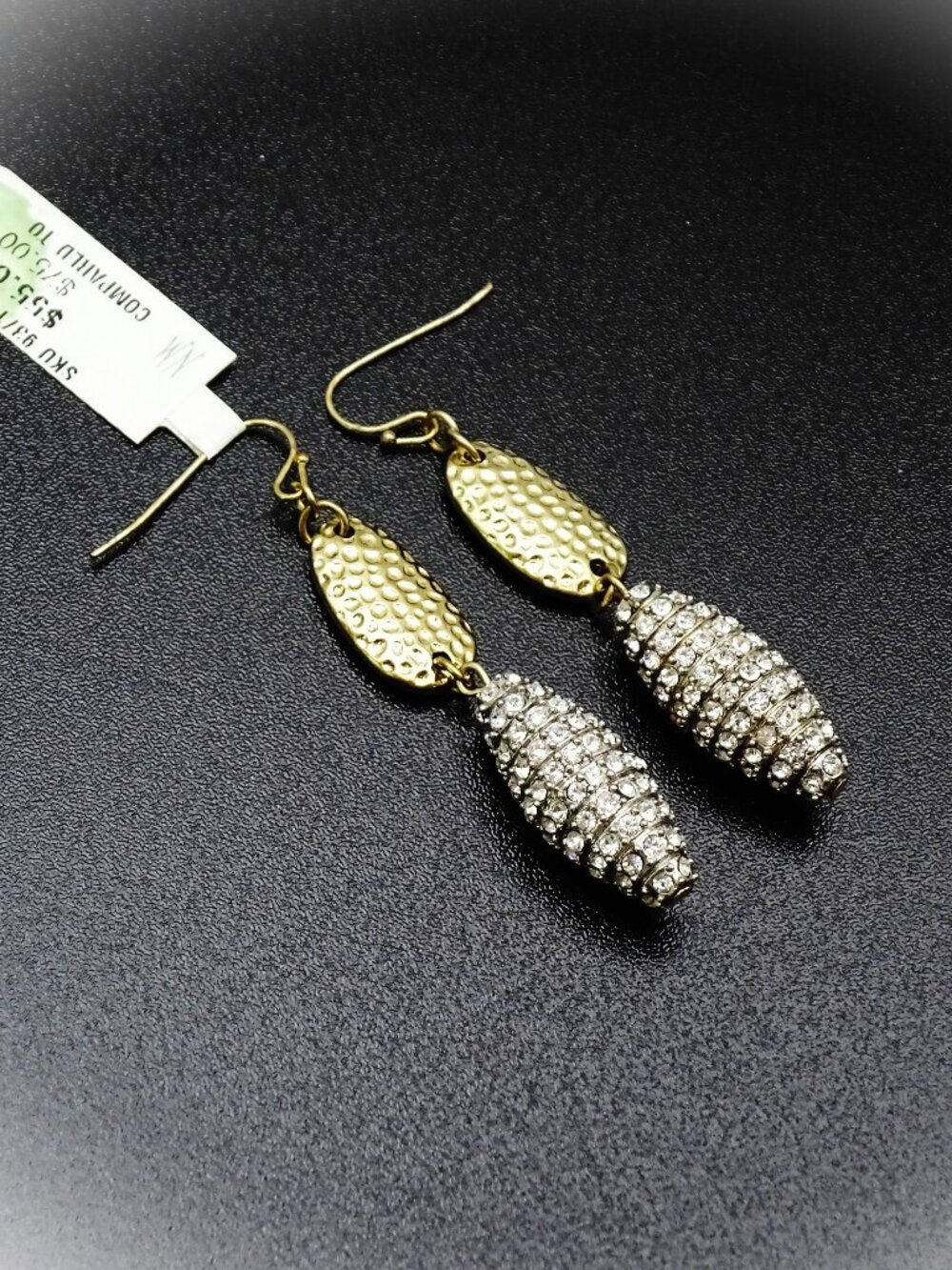 R.J. GRAZIANO for Neiman Marcus Last Call Gold Plated Crystal Pave Drop Earrings